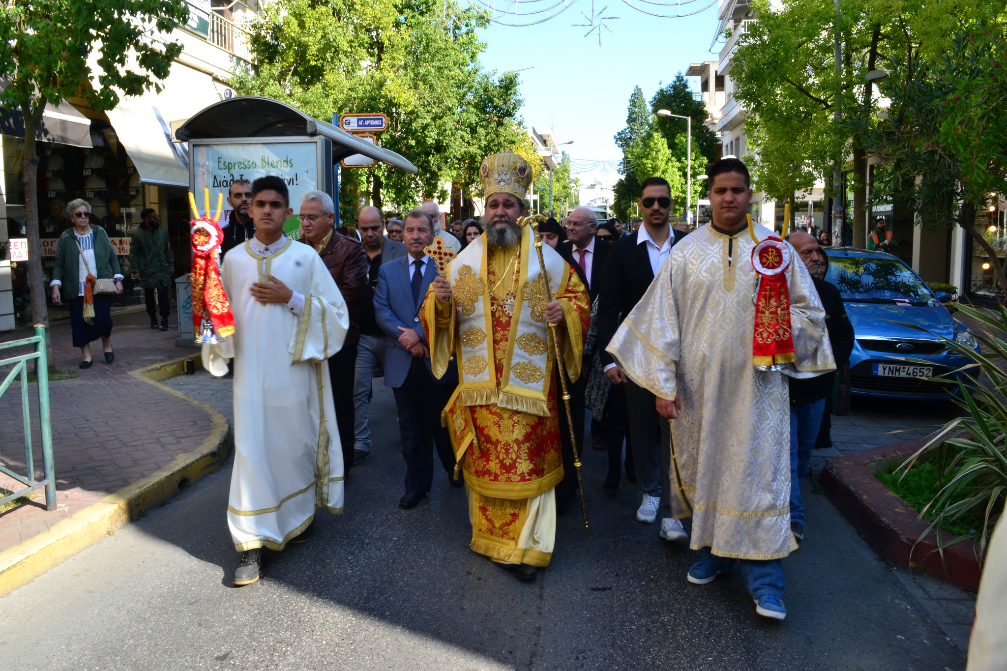 Στην πανηγυρίζουσα Ιερά Μονή Αγίου Αρτεμίου Κορυδαλλού.